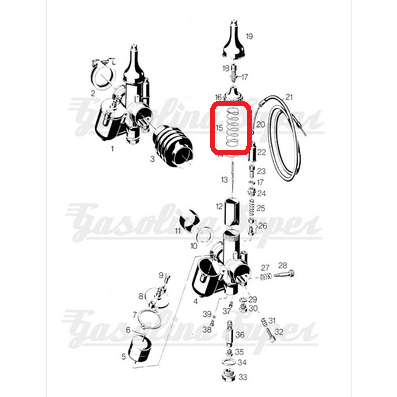 Mola do êmbolo para carburador Bing 1/19/31 (Sachs 5v)