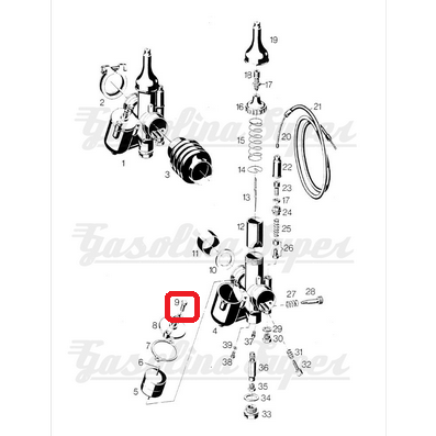 Parafuso da tampa da boia para carburador Bing 1/19/31 (Sachs 5v)