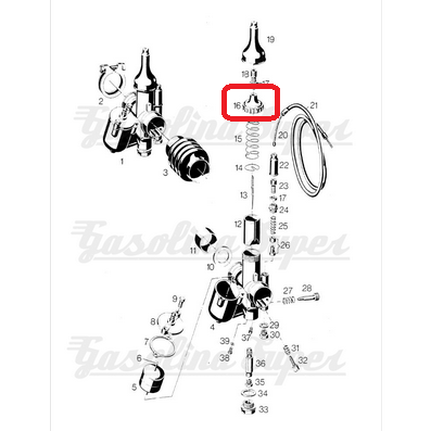 Tampa do êmbolo para carburador Bing 1/19/31 (Sachs 5v)