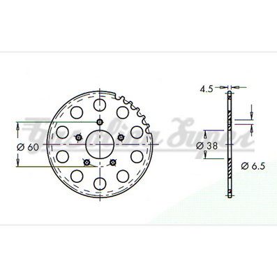 Cremalheira de 38 dentes para motorizadas Casal K-551 6 vel.