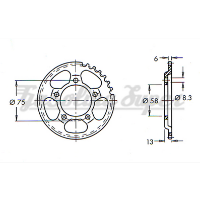 Cremalheira de 37 dentes para motorizadas EFS (motor Sachs)